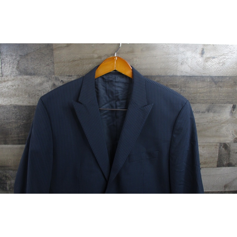 Hugo Boss Blazer Mens 42R Navy Pinstripe Wool Blend Stretch 2 Button Sport Coat